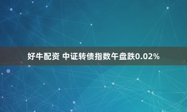 好牛配资 中证转债指数午盘跌0.02%