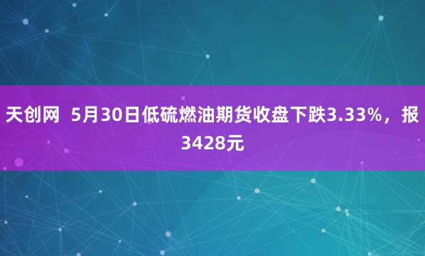 天创网  5月30日低硫燃油期货收盘下跌3.33%，报3428元